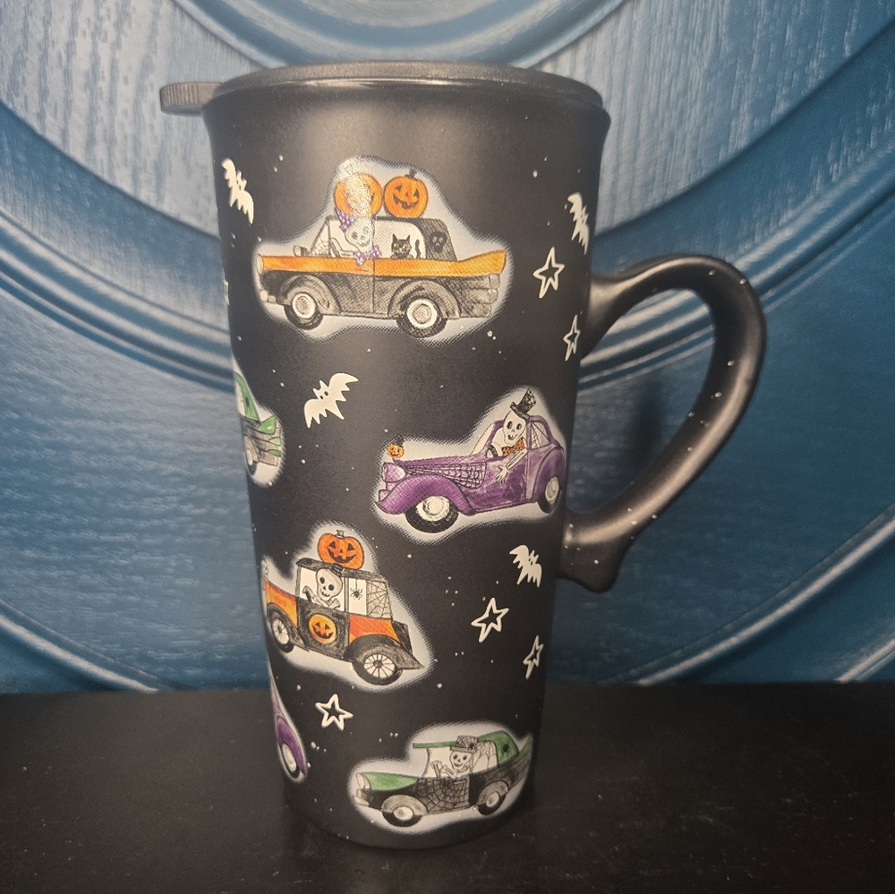 Halloween Cobwebs & Cauldrons Travel Tumbler W Lid